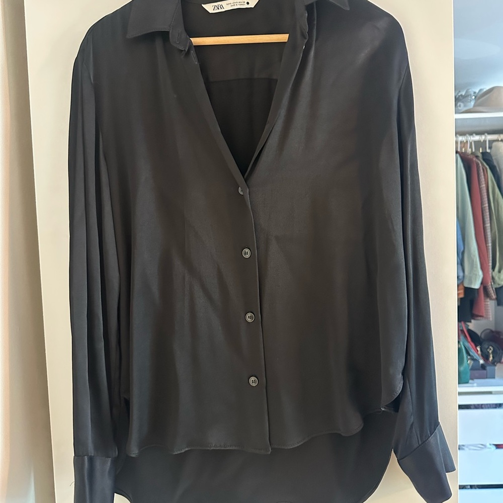 Zara Black Silk Top